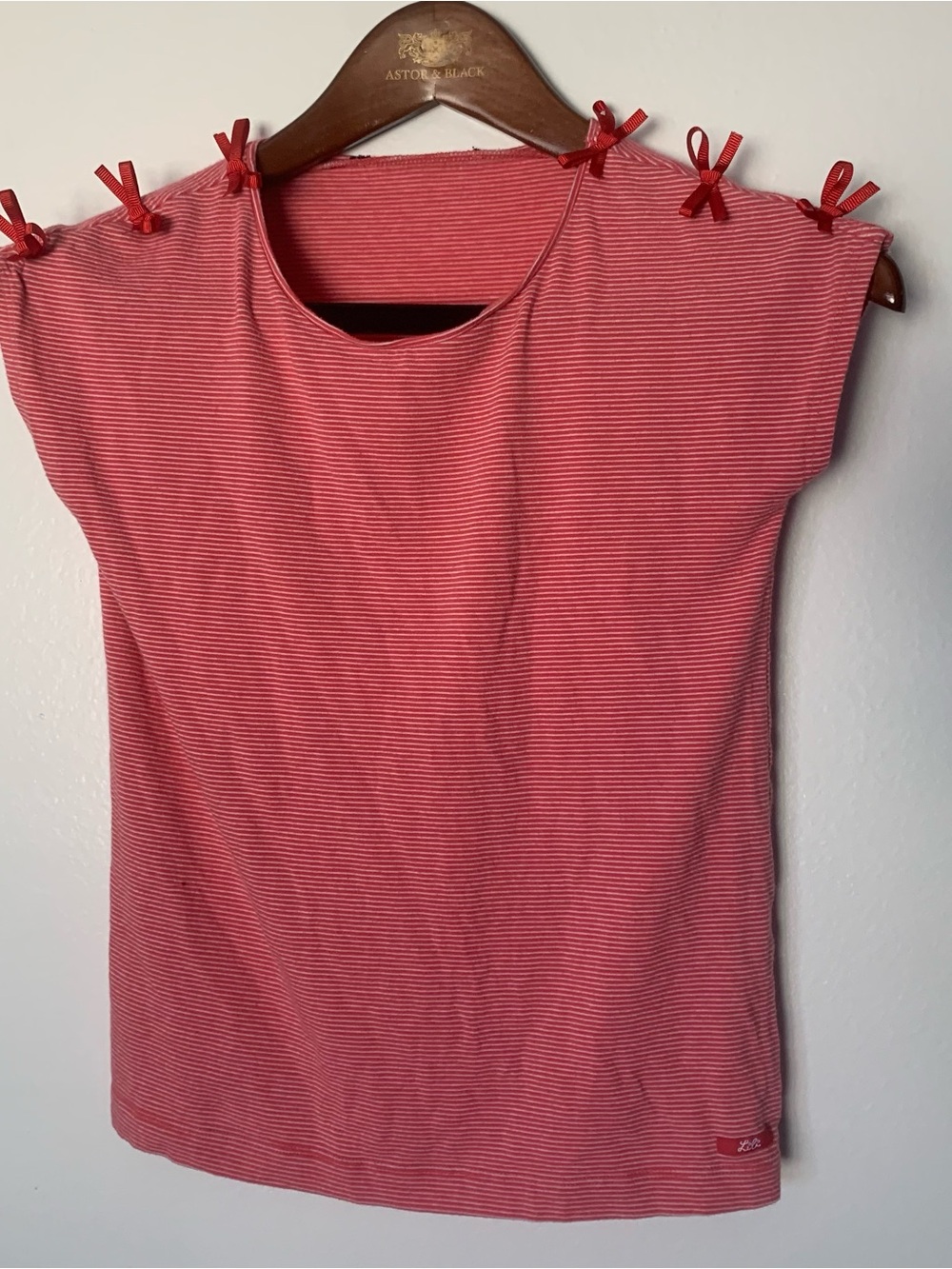 Women’s Red Striped Bow-Shoulder Tank Top